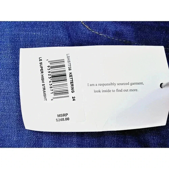 Frame Size 24X30 Women's Le Super High Straight Blue Denim 5 Pocket Jeans NWT - Picture 8 of 16
